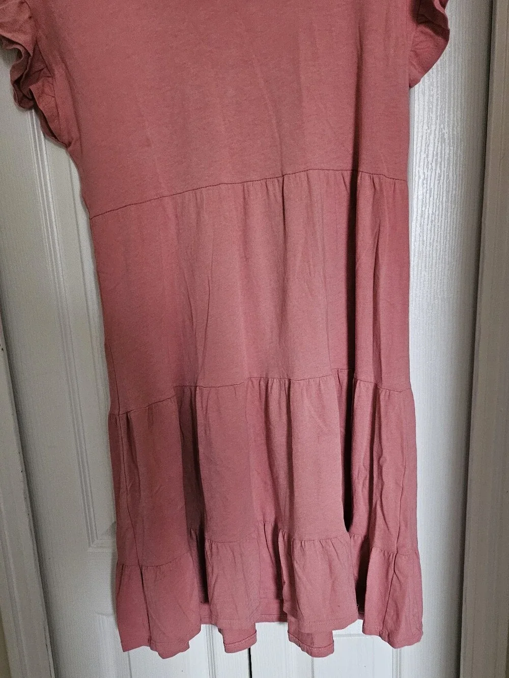 J.Crew XS Pink Tiered Ruffle Sleeve Mini Dress 100% Cotton Casual Re-Imagined.